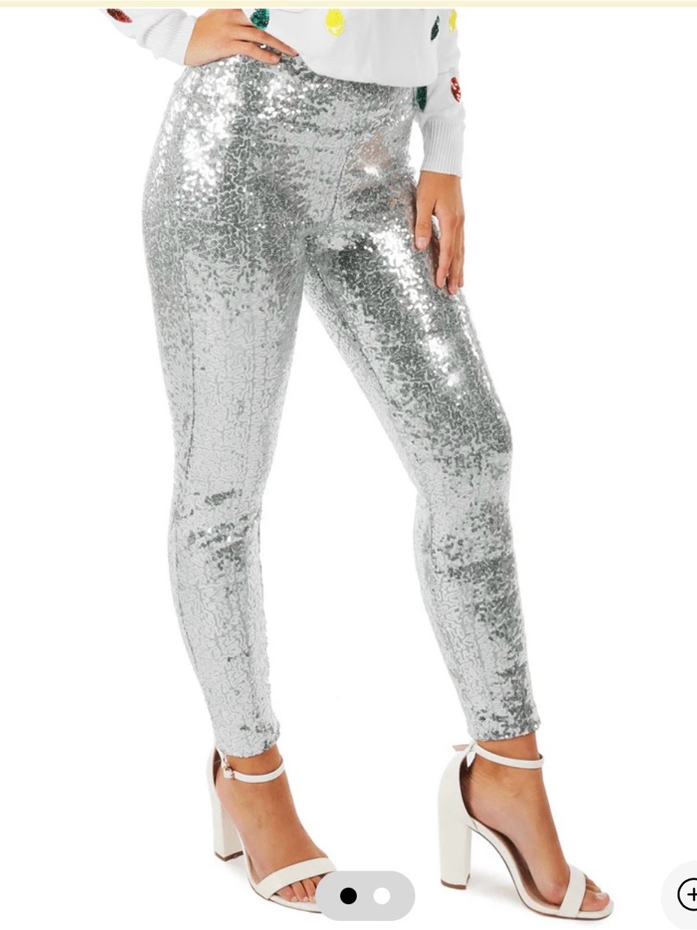 SILVER SEQUIN HIGH WAISTED LEGGINGS   XL